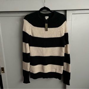 J. Crew Mens Heritage Shaker-Stitch Crewneck Sweater Indigo Stripe